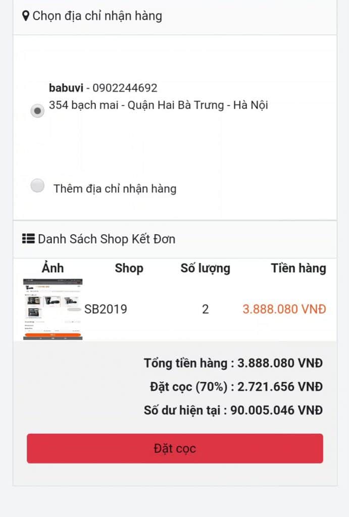 Cách mua hàng trên taobao bằng điện thoại - chốt đơn hàng cần mua