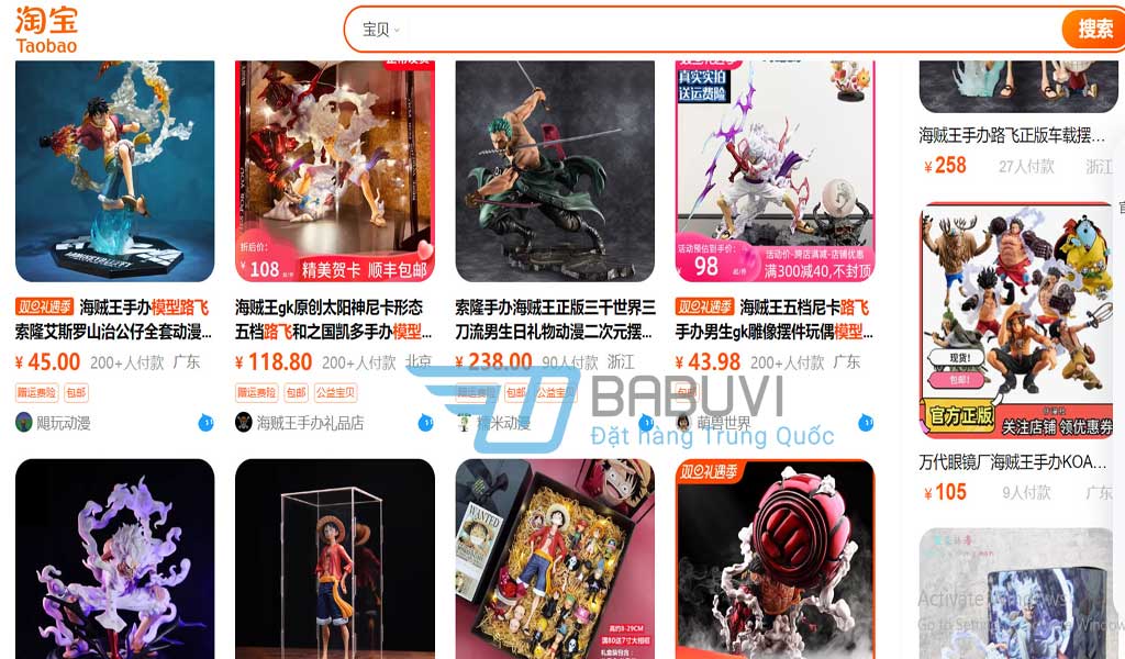 Các shop mô hình Figure giá rẻ trên Taobao