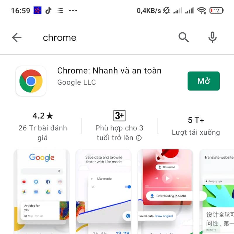 cách mua hàng trên taobao bằng điện thoại. bước 1 cài đặt ứng dụng chrome